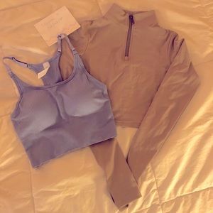 Balance athletica crop quarter zip dune xs